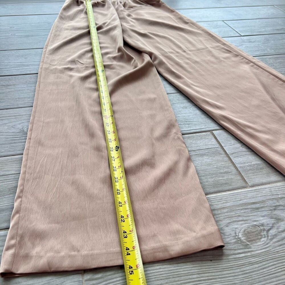 Mable Women's Tan Elastic Waist Pull On Pleated Wide Leg Pants Size Medium - Picture 5 of 6